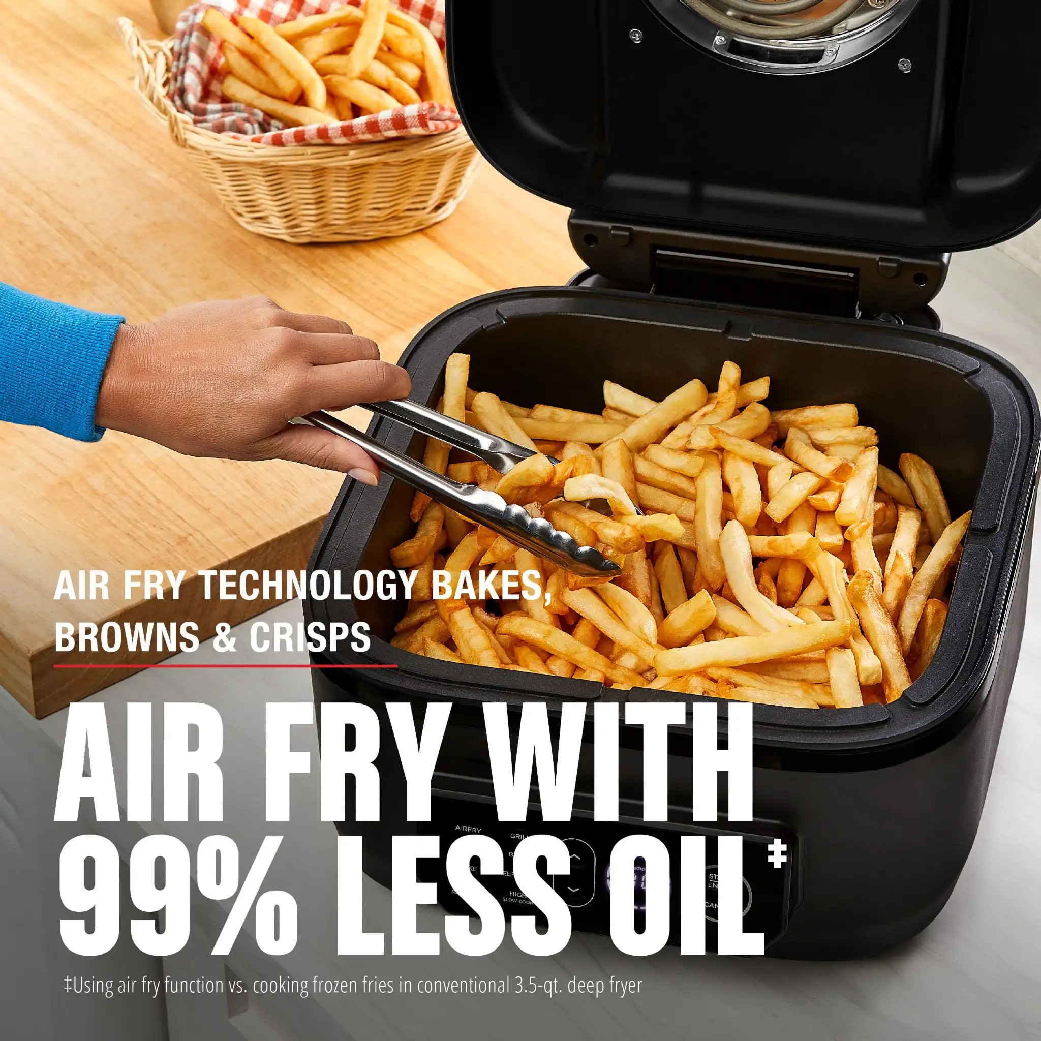 Beyond Grill 7-in-1 Electric Indoor Grill and Air Fryer, Black, MCAFD800D enlarge