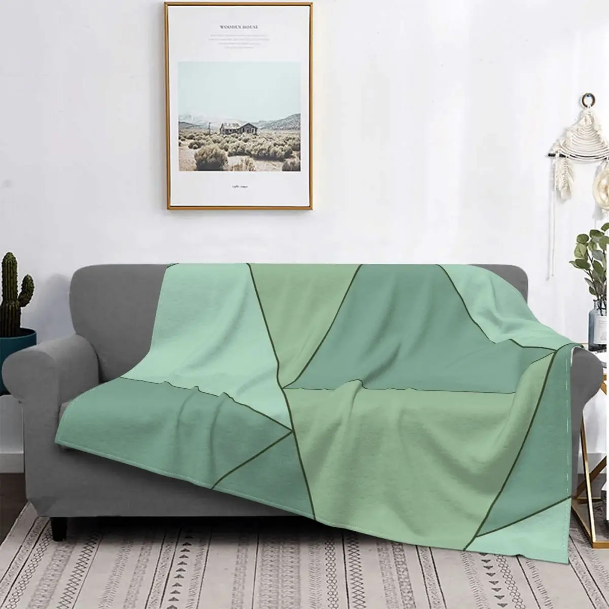 

Manta de muselina a cuadros para el hogar, colcha de verano con estampado geométrico de tonos verdes, 1 o 2 pulgadas, para cama,