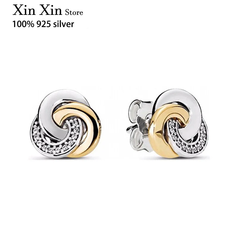 

Fit Original Luxury 925 Sterling Silver Fashion Three Buckle Round Earrings For Women High Quality Diy Fashion Wedding Jewelry