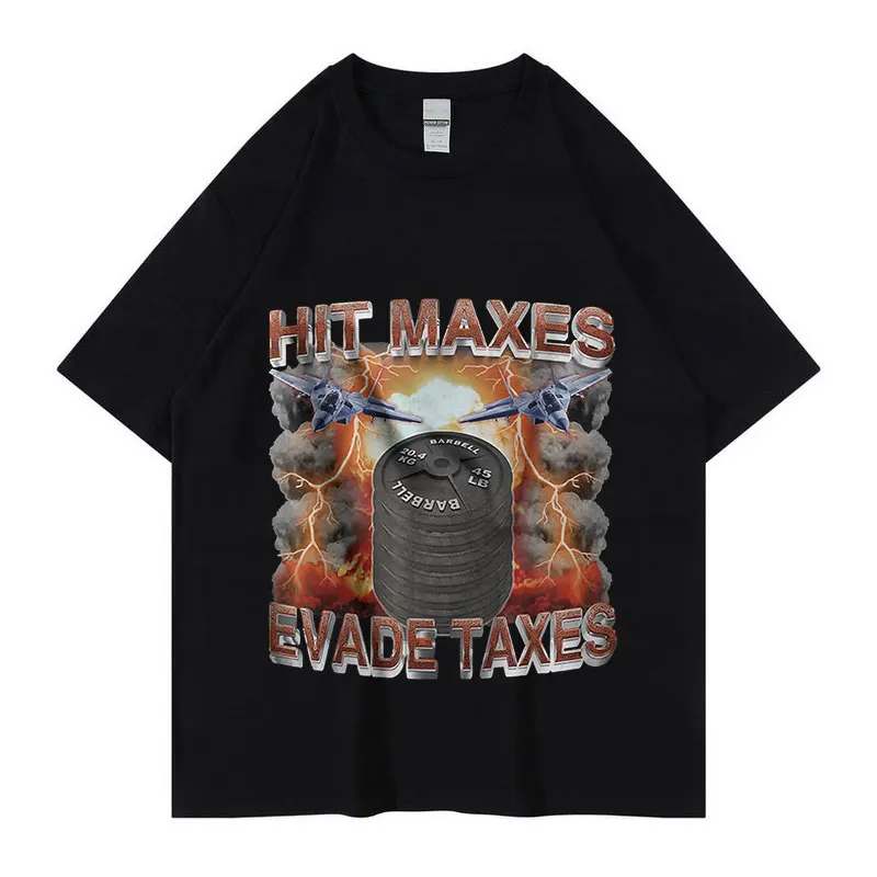 

Футболка мужская оверсайз с круглым вырезом, Модный хлопковый топ с винтажным рисунком, с принтом Evade, налоги, летняя уютная одежда