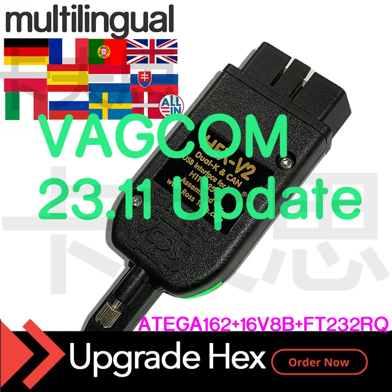 

2024 Новинка VCDS VAGCOM 23,11 VAG COM Обновление VAG Hex V2 для VW для AUDi Skoda Seat Autocom Atmega162 VAG многоязычный инструмент VCDS
