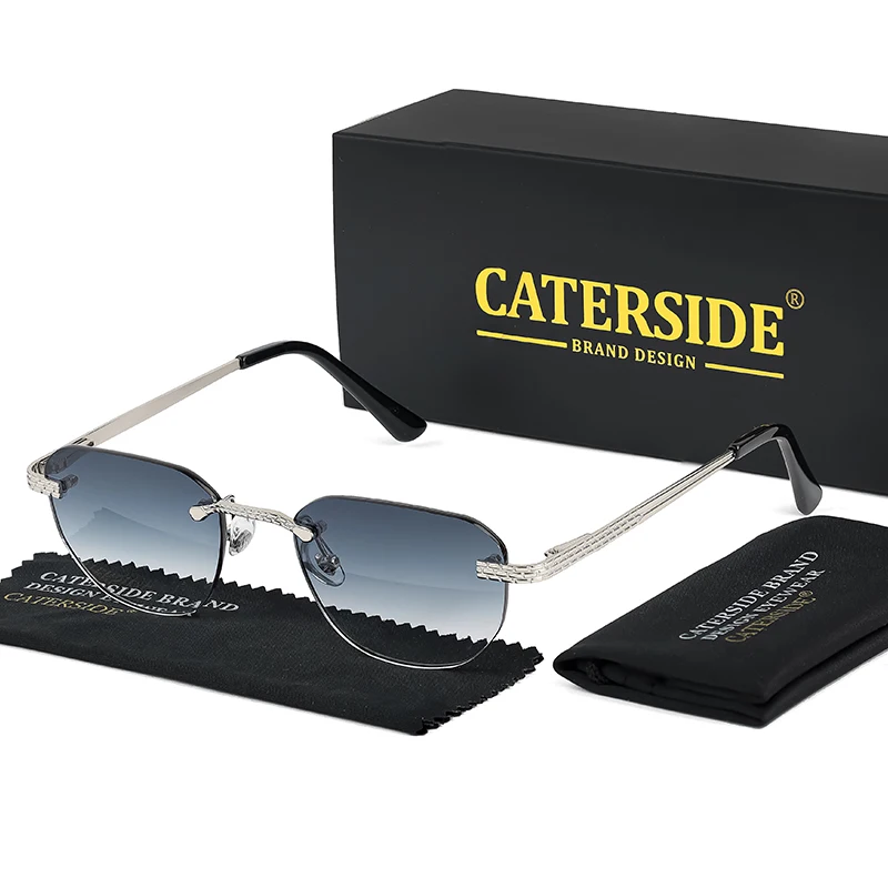 CATERSIDE новые ретро солнцезащитные очки без оправы мужские пилотные мельхиевая