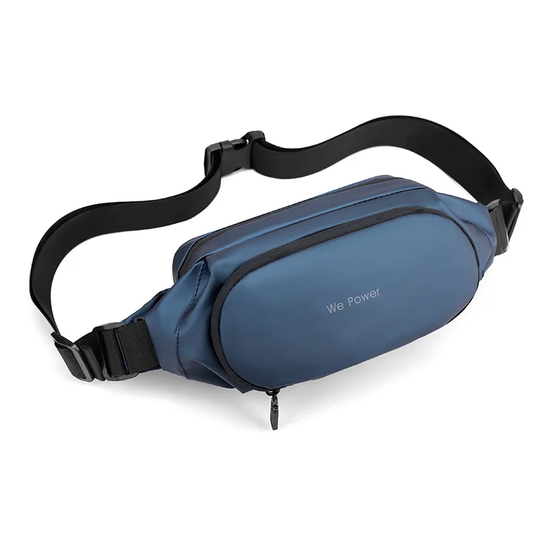 Solid Color Simple Men's Crossbody Bags Blue Outdoor Cycling and Running Fanny Pack Nylon Waterproof Chest Bag For Men and Women