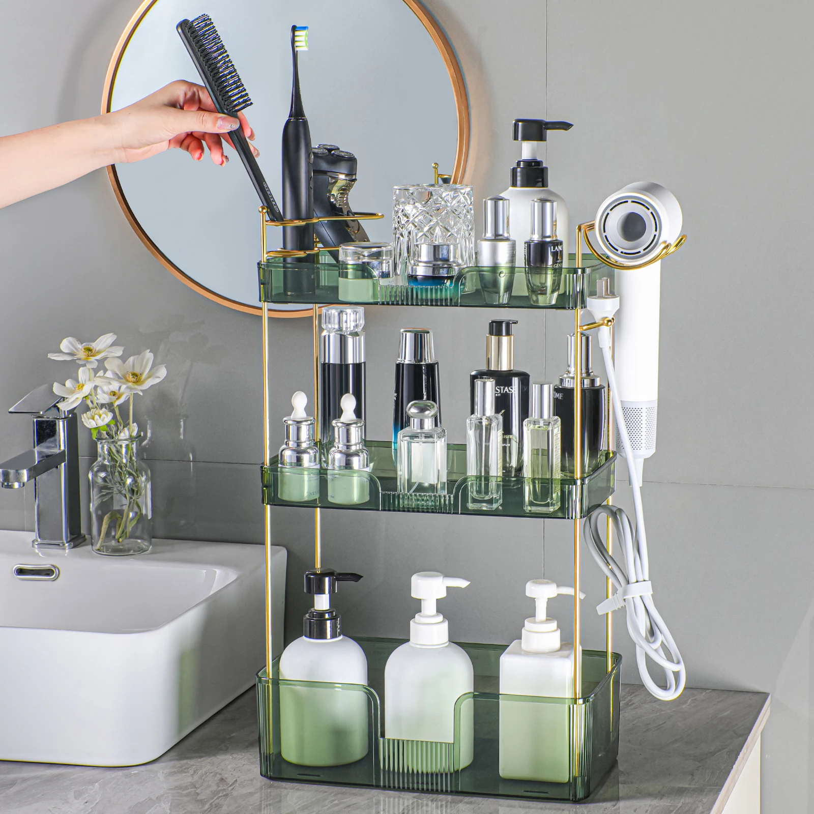 Многофункциональный фен для хранения в ванной комнате органайзер макияжа