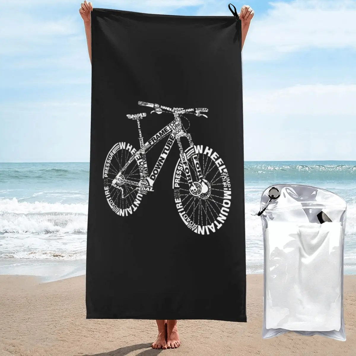 

Bicycle Magic Anatomy Mountain Bike Polyester Cotton Bath Towel Cooling Bathroom Quick Dry Towel Minimal design Harajuku Durable