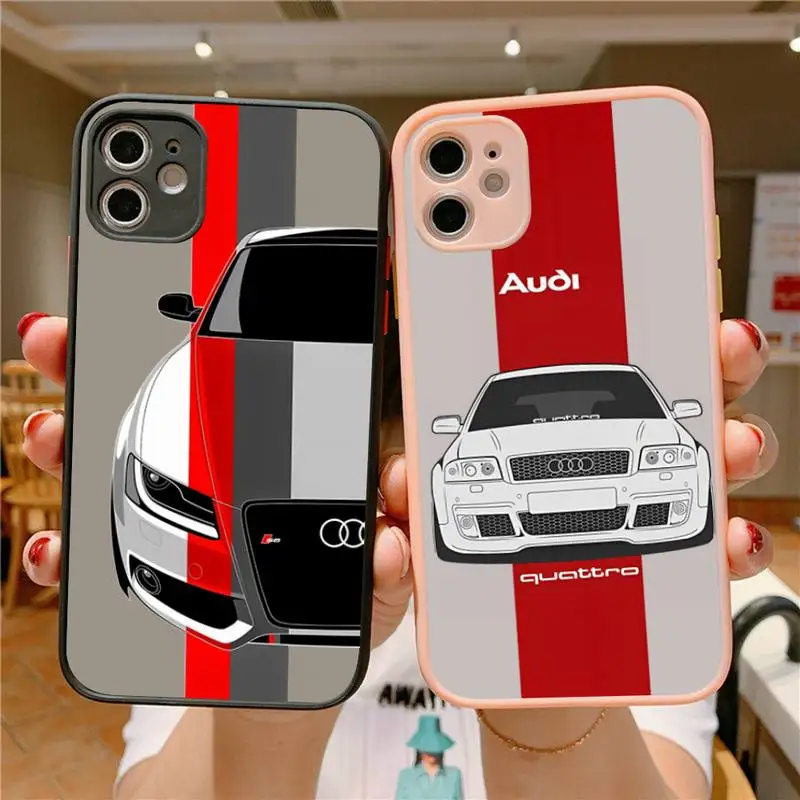 

Sports Car Audi Phone Case for iPhone 14 11 12 13 Mini Pro Max 8 7 Plus X XR XS MAX Translucent Matte Cover