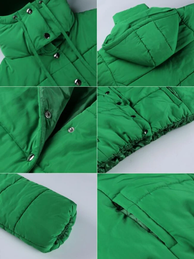 Winter Clothes Women 2023 New Style Solid Color Hooded Short Breadmaker Style Commuter Versatile Single Breasted Coat Streetwear