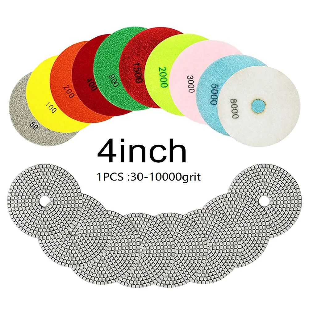 

Diamond Polishing Pads 4inch Wet/Dry Granite Concrete Marble Glass Stone Sanding For Polishing Honing Restoring Cleaning Tools