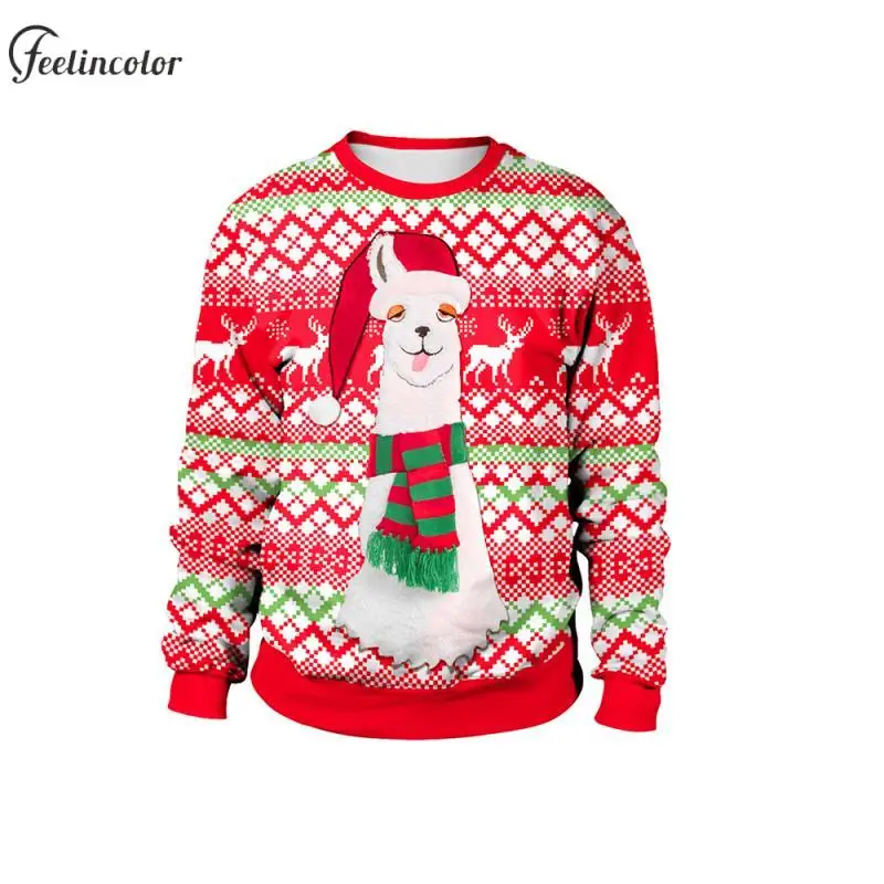 Снеговик Санта-Клаус Мужчины Уродливый Рождественский Свитшот Лось Альпака