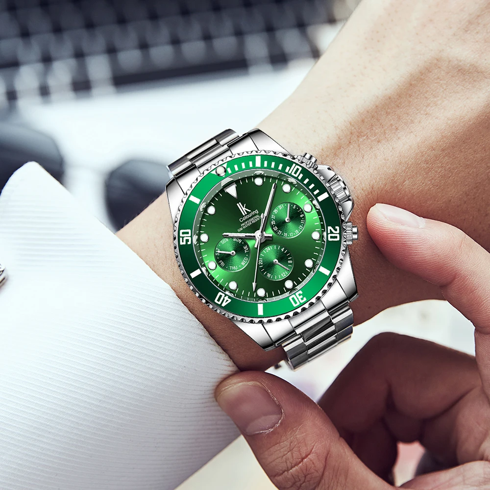 Мужские механические часы с календарем 3 циферблата |