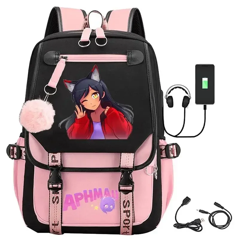 Рюкзаки с принтом Aphmau модные школьные сумки зарядкой через USB для