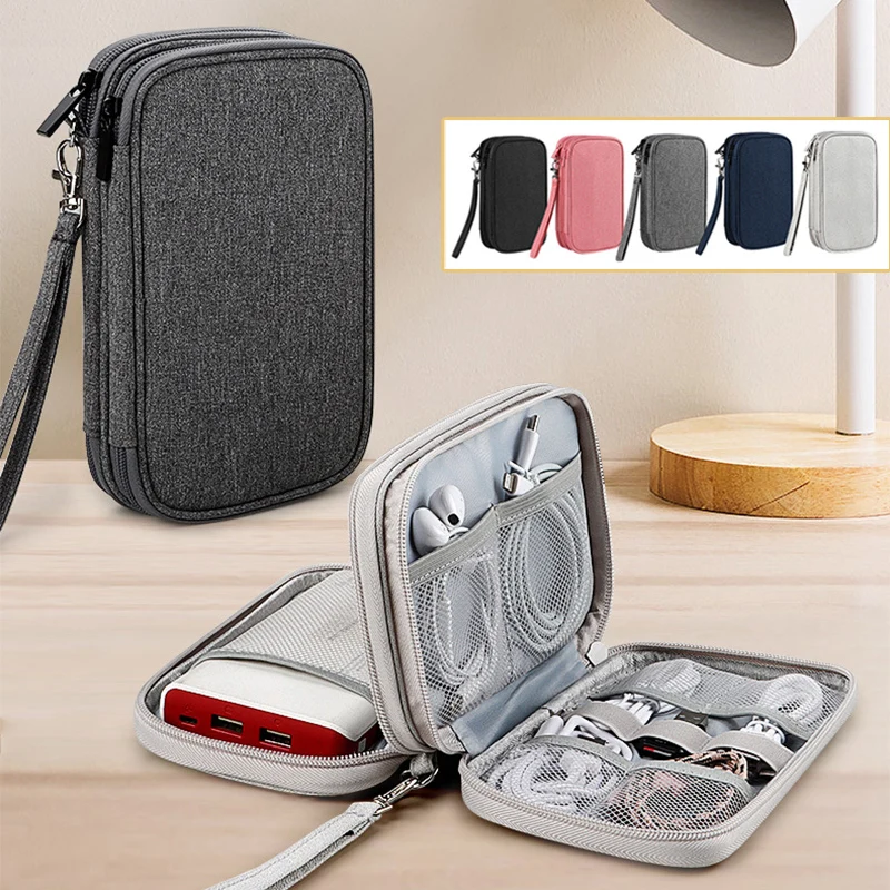 

Portable Bag Organizer for Power Bank Case Charger USB Cable Travel Must-Haves Earphone Phone Storage Bag