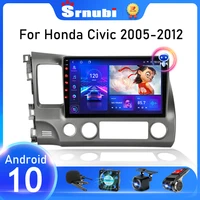 srnubi android 10 car stereo radio for honda civic 8 2005 2012 multimedia video player navigation gps 2 din 4g wifi audio dvd