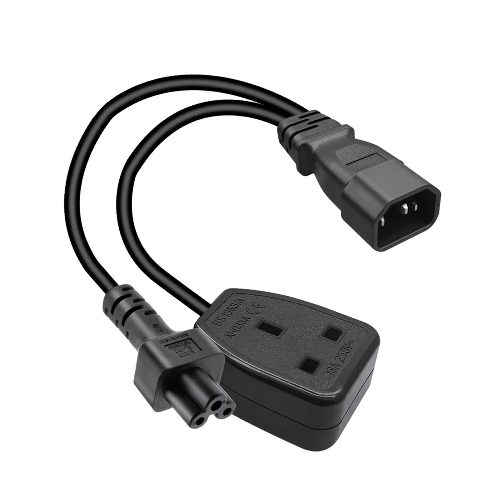 Y сплиттер шнур питания один IEC 320 C14 to + UK 13A 2500W 0,32 M черный адаптер «Папа-мама» Кабельный разъем