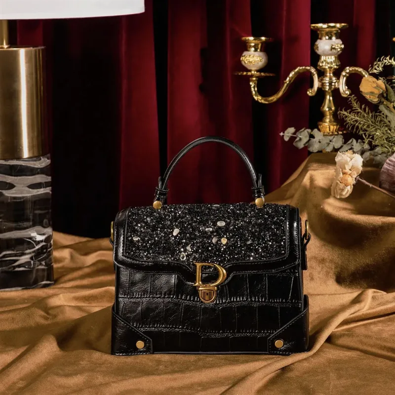 Advanced Light Luxury Color Stone Box Bag for Women's Bag 2023 New Stone Pattern Portable One-shoulder Messenger Bag Sac