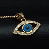 stainless steel evil eye pendant necklace for women gold metal evil eye choker box chain necklace femme