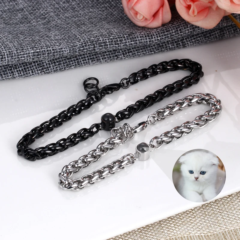 Punk Style Cuban Chain Bracelet For Men Personalized Custom Photo Projection Bracelet Women Jewelry Couple Gifts