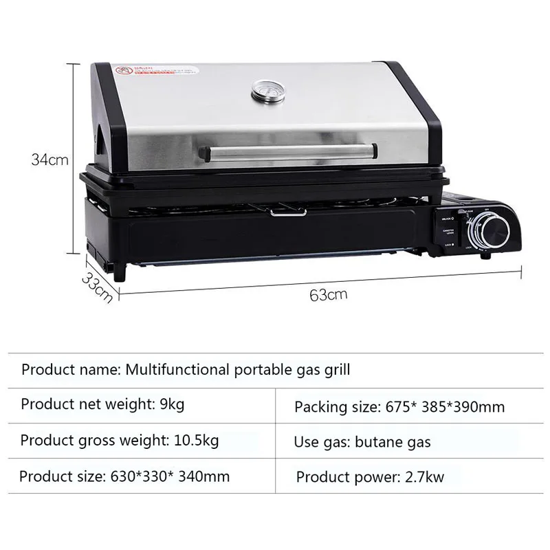 multi function bbq grill machine outdoor barbecue stove portable gas cooker camping gas stove with non stick grill pan 2 7kw eb free global shipping