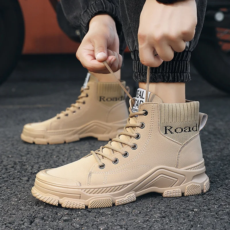 Pu Leather High-top Casual Shoes Platform Ankle Boots Men 20
