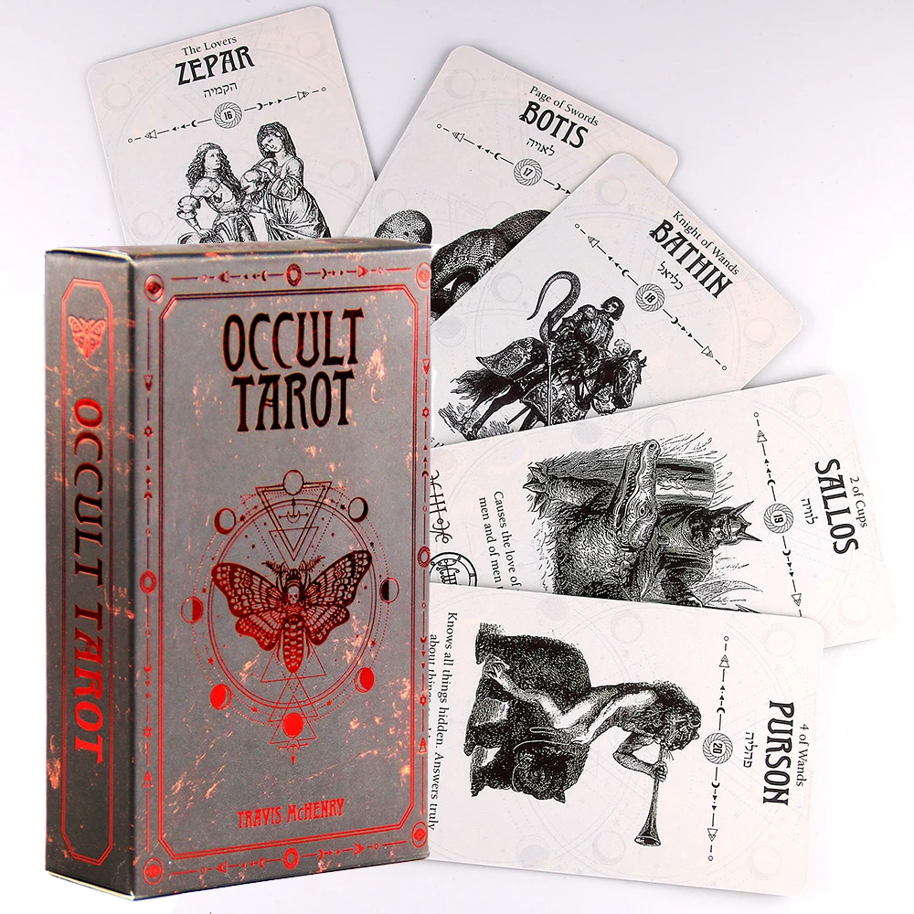 

Occult Tarot 78 Divination Cards Set Deck Oracle Card Family Party Playing Cards Board Solomonic Ancient Magickal Grimoires Toy