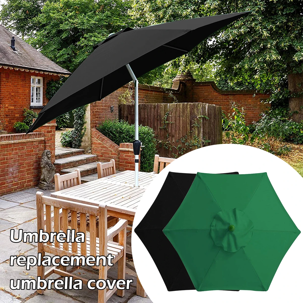6.6ft Replacement Umbrella Cover For 3.28ft 6 Ribs Patio Umb
