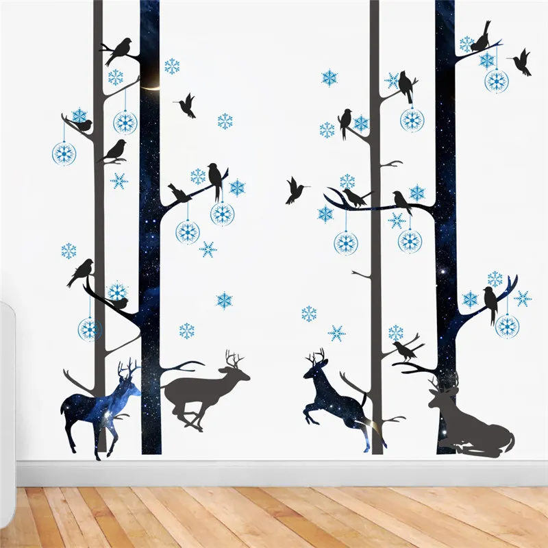 

Creative Deer Bird Forest Wall Stickers For Office Shop Bedroom Living Room Home Decorations Safari Mural Art Diy Animal Decal