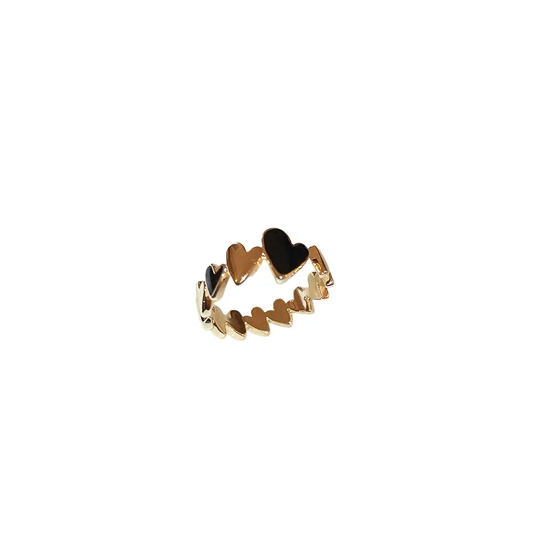 

Black Love Ring Adjustment Opening Stainless Steel For Women Personality Trend Fashion Accessories