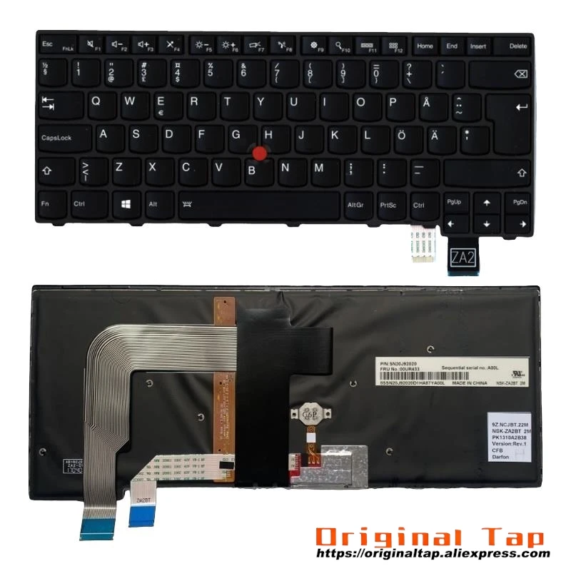 Клавиатура SE с шведской финской подсветкой для Lenovo Thinkpad T460p 00UR381 00UR421