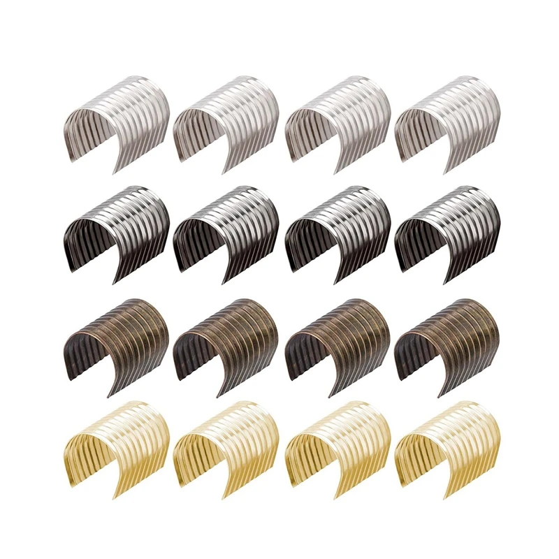 

160PCS Leather Rope Clips Foldable Metal Fastener Cylindrical Opening Crimps for Tassel, Leather Cords, Strings