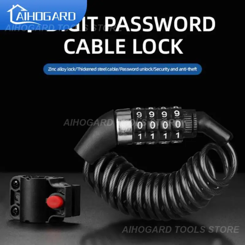 Abrasion Resistant Cipher Trunk Anti-prying Bike Code Lock Black Wire Rope Chain 4-position Lock Anti-theft Protable