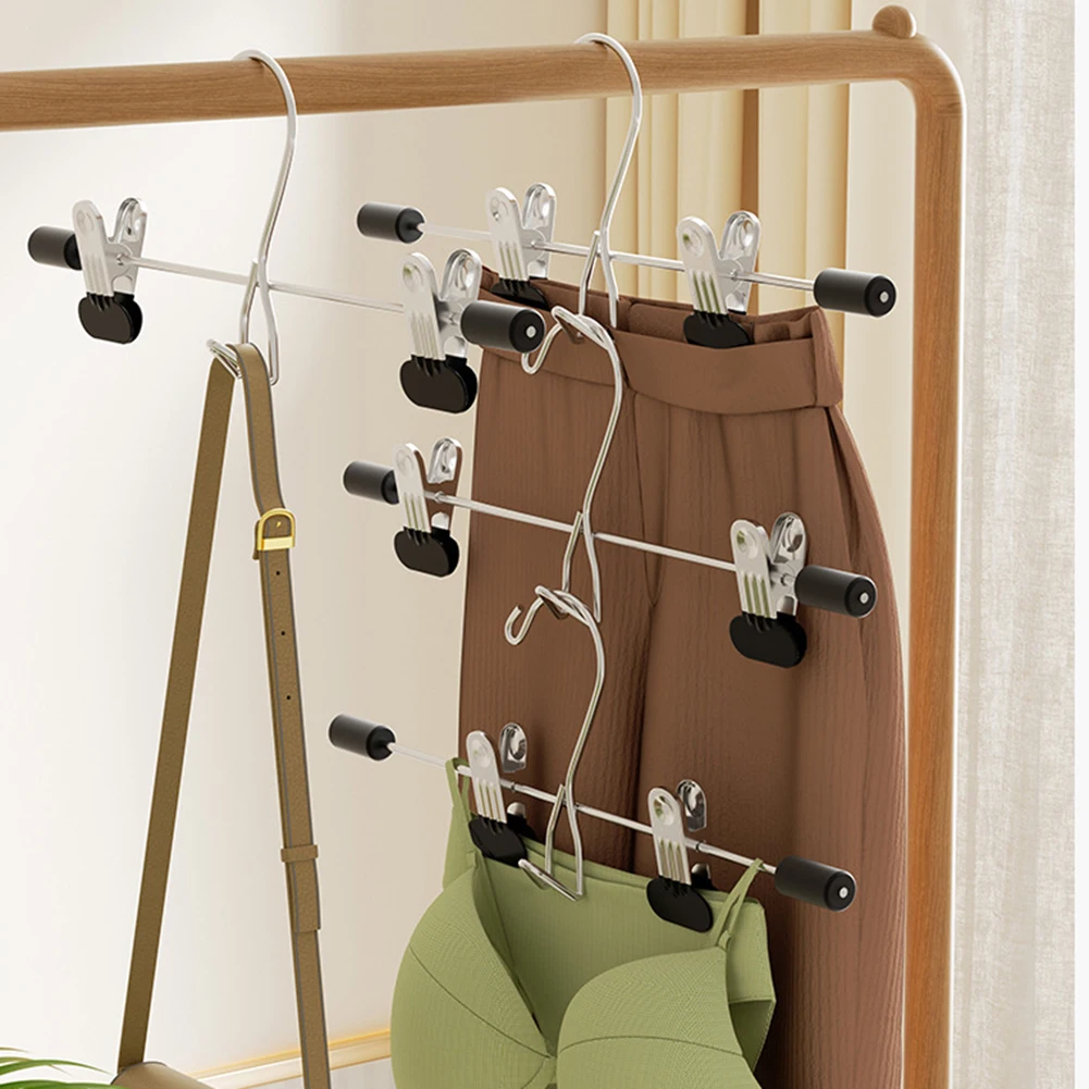 

2pcs Non-slip Hangers Smooth and Burr-free for Clothes Store Chrome Solid Tough Clothes Hanger Lightweight Portable Organizers