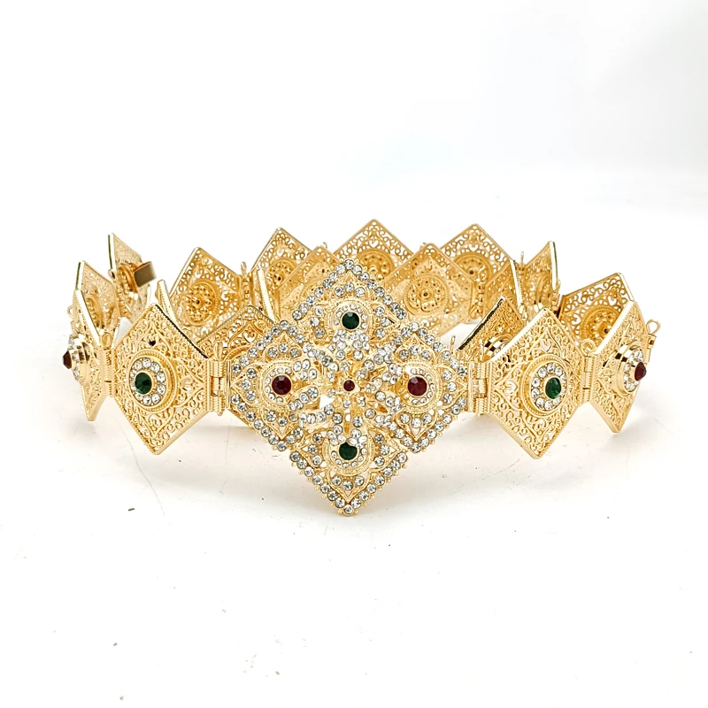 

Moroccan Waist Chain Fashion Dress Belt Luxury Women's Wedding Jewelry Arab Bride Glass Crystal Belt Adjustable Belt