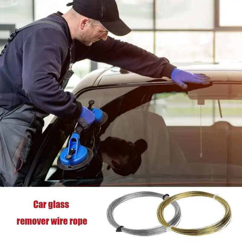 

Windshield Wire Removal Auto Car Glass Removel Wire Rope Golden Wire Braided Windshield Cutting Wire Windshield Cutout Tool For