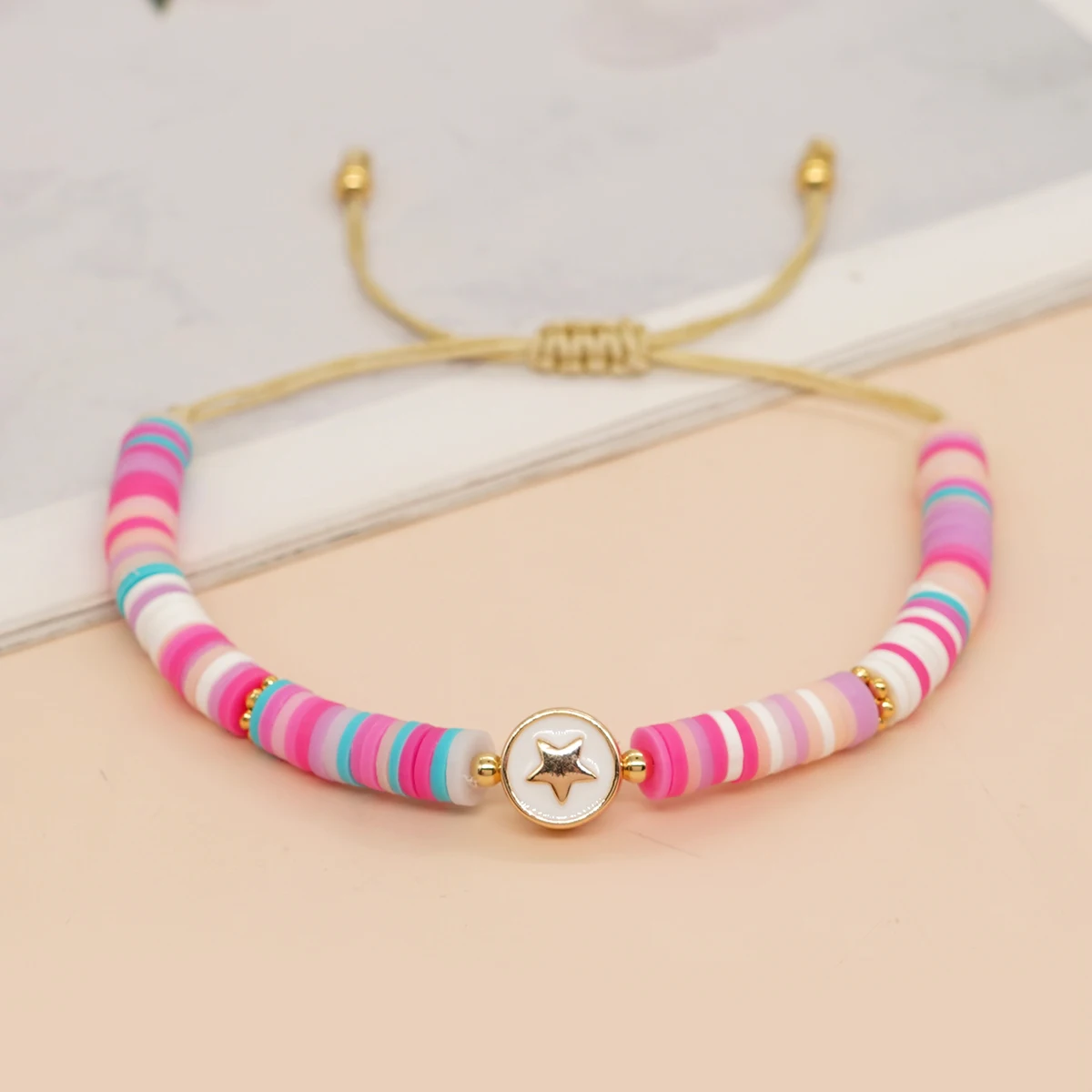 

Go2boho Heishi браслет из бисера для лета, пляжный браслет, белая эмаль, звезда, очарование, дружба, ювелирные изделия, новая летняя мода