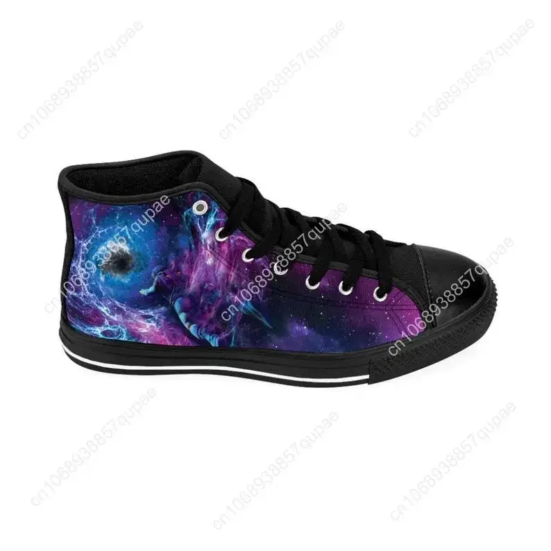 Фото Кроссовки Galaxy Shoes Space Rave, высокие кроссовки Astronaut, мужские, женские, подростковые, холщовые кеды, повседневная обувь для пар, обувь на заказ №2