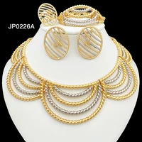 new italian design gold plated luxury jewelry set for women african dubai fashion necklace earrings bracelet ring set