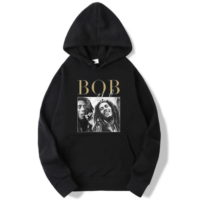 

Bob Marley Print Thick Hoodies Men Fashion Harajuku Streetwear Vintage Pullovers Autumn Winter Casual Hooded Sweatshirts