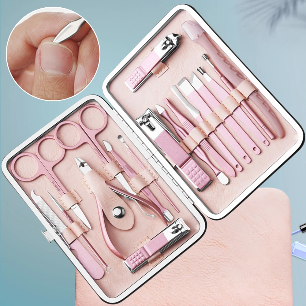 

18PCS/Set Nail Clippers Stainless Steel Professional Pedicure Manicure Tools Kit Easy Manicure Set Grooming Quality Stylish