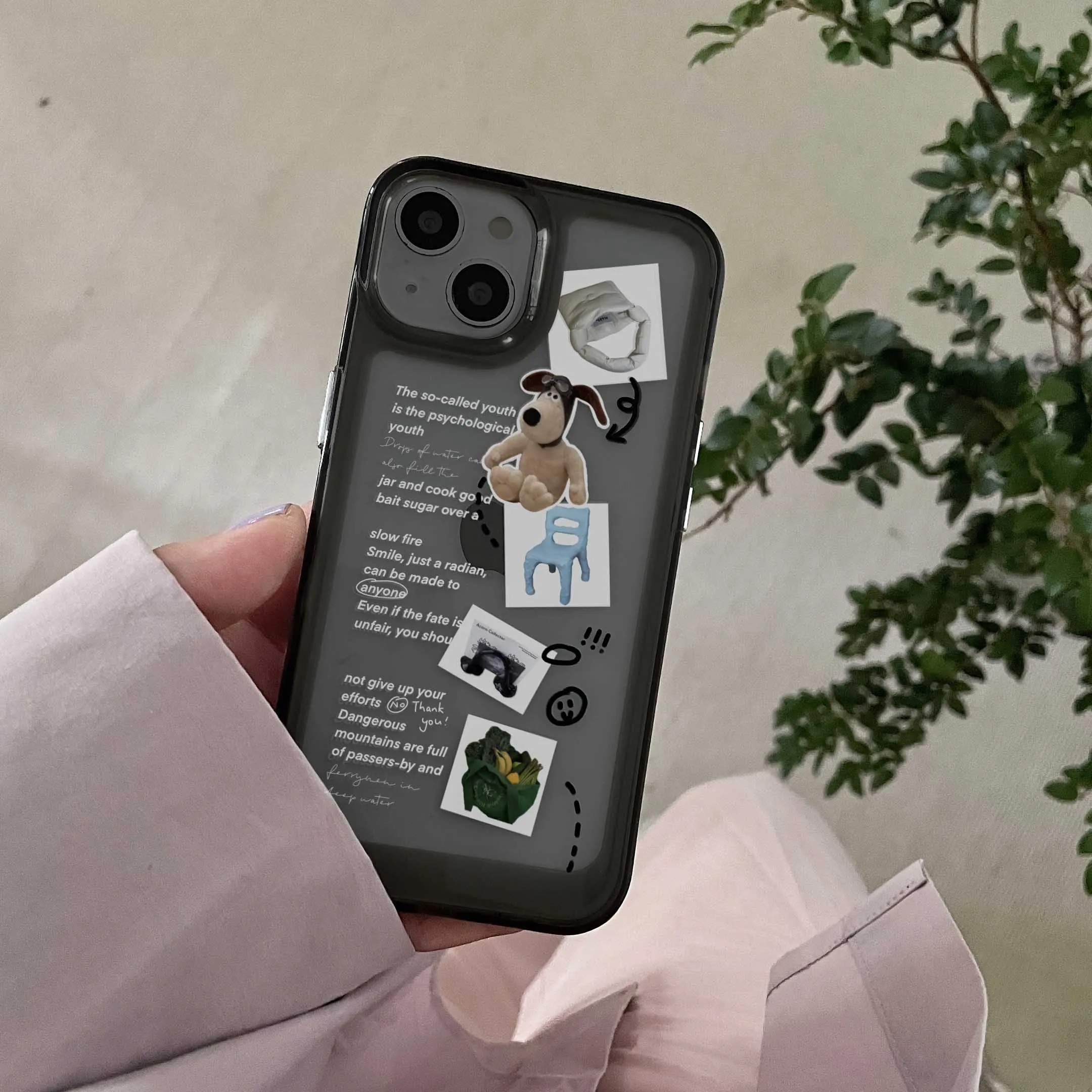 

Cute Dog Label Clear Black Phone Case For Iphone 13ProMax 7 8 Plus Hard Cover Protection 11 13 12 Pro Max XR X XS XSMAX Fundas