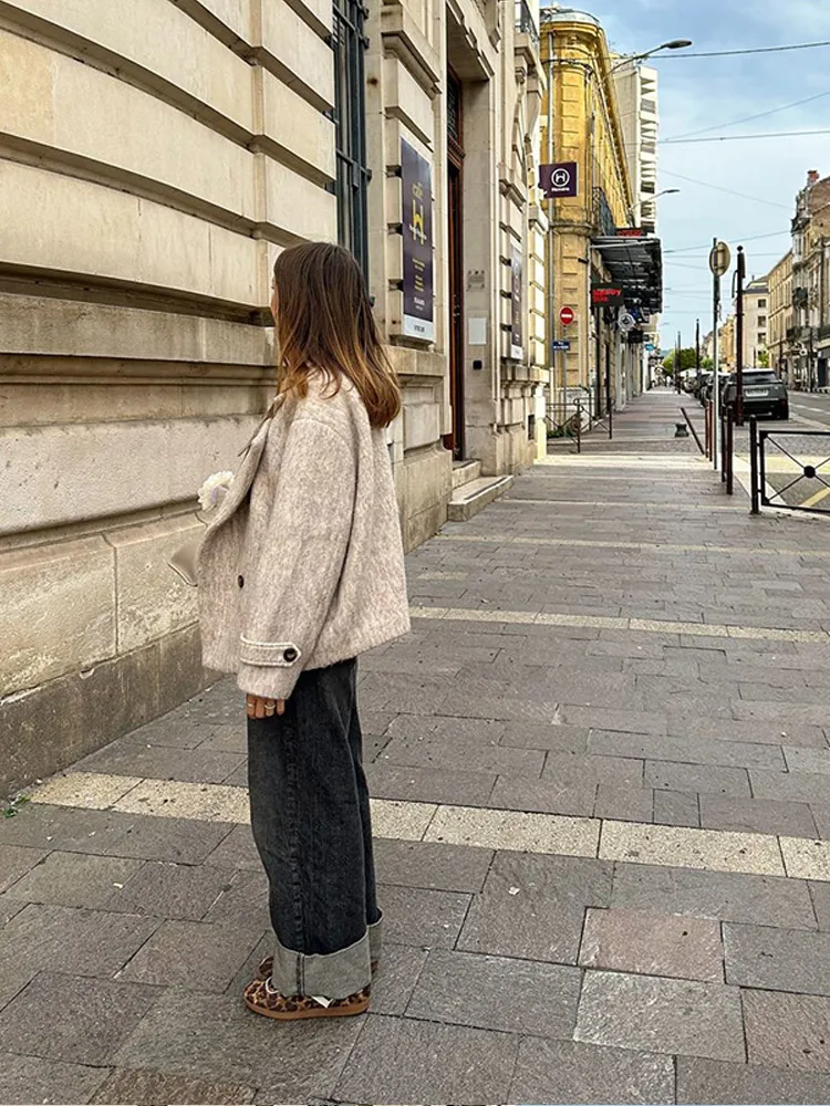 2024 универсальное теплое женское пальто с воротником лацканами однобортное