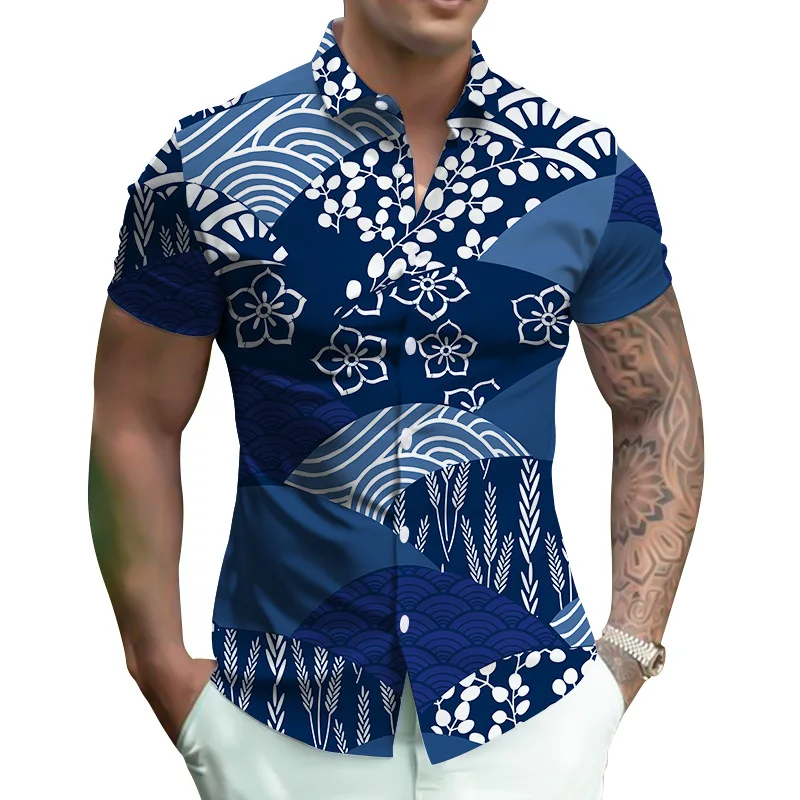 Summer Men's Short-sleeved 3D Digital Printing Shirt