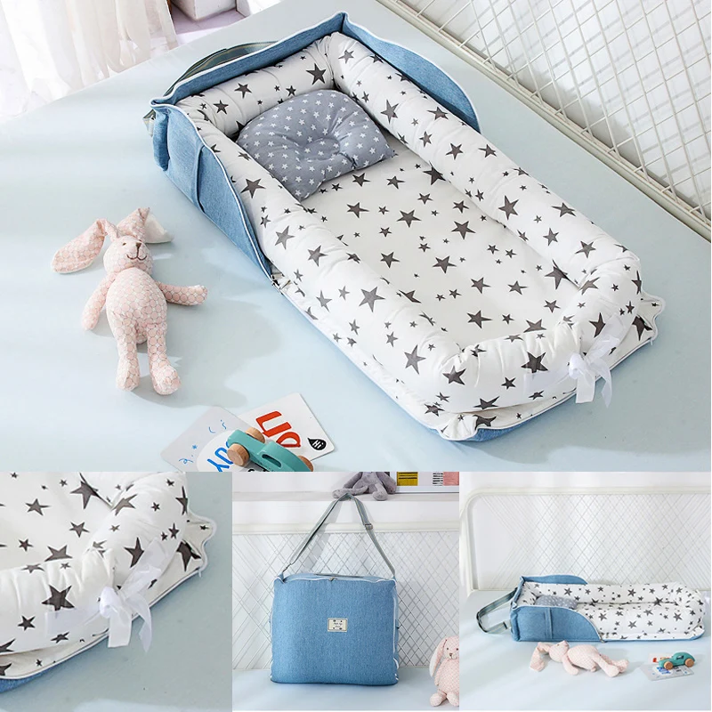 

0-12 Months Baby Bed Crib Portable Folding Travel Newborns Cots Sleep Nest Infant Cradle Bed Comfortable Soft Convenient Outdoor