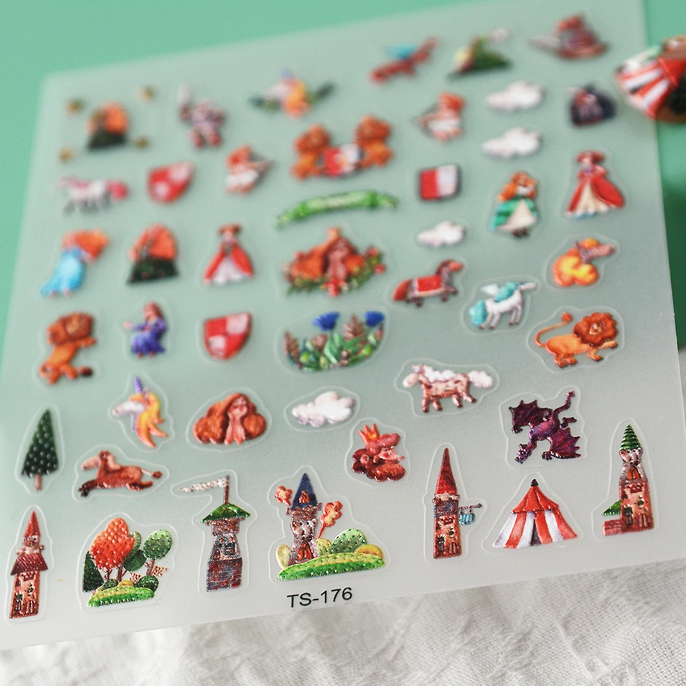 Животные Королевство 5D наклейки для ногтей имитация ленты