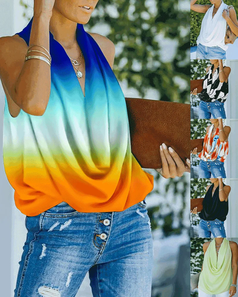 

Women's Sexy Sleeveless T-Shirt Tops 2022 Fashion Women's New Pile Collar Tops Women's Summer Casual Loose Oversized T-Shirt