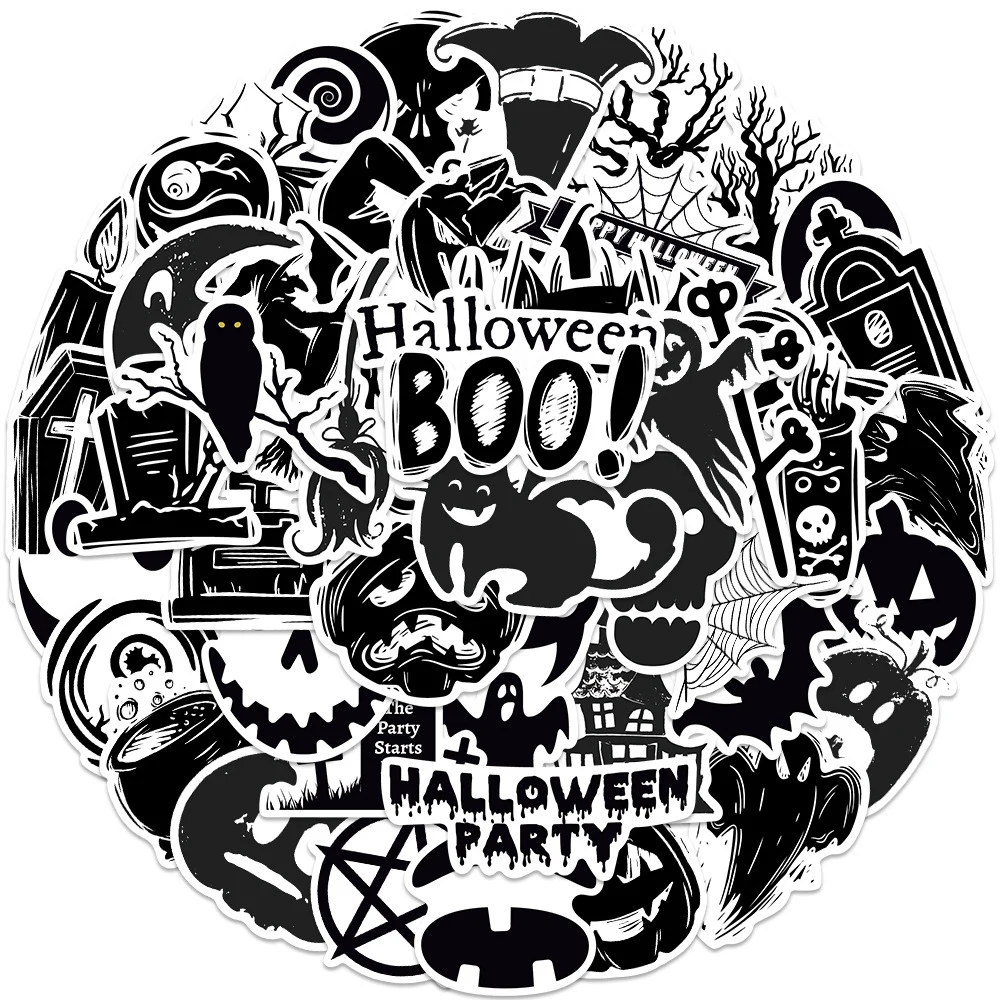 

10/30/50pcs Cool Gothic Horror Witch Halloween Stickers Skateboard Bike Motorcycle Laptop Phone Car Waterproof Sticker Kid Toy