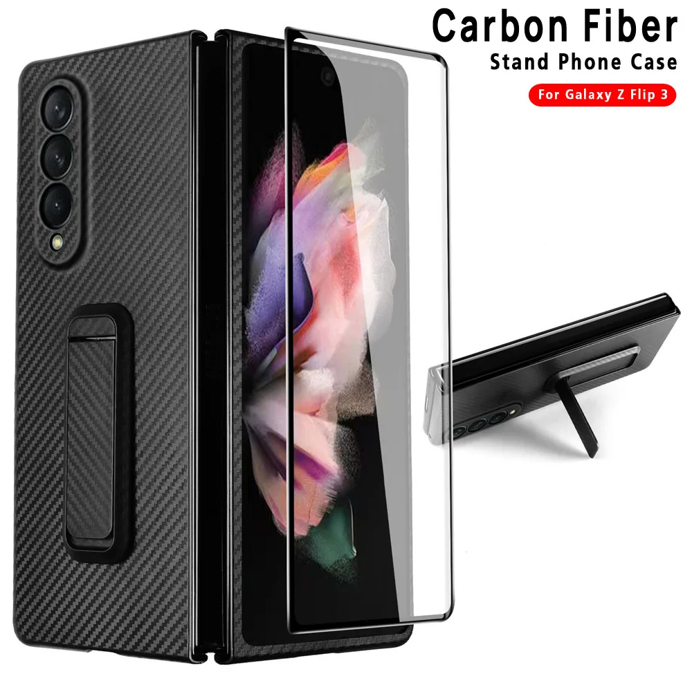 

Роскошный чехол для телефона из углеродного волокна с рисунком для Samsung Galaxy Z Fold 3 ZFold3, защитный чехол, противоударный держатель, защитная под...