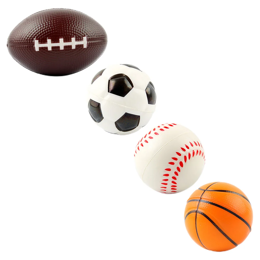

4 Pcs Foam Sports Ball Pressure Relief Squeeze Toys Bulk Stretchy Plaything Party Favors Child