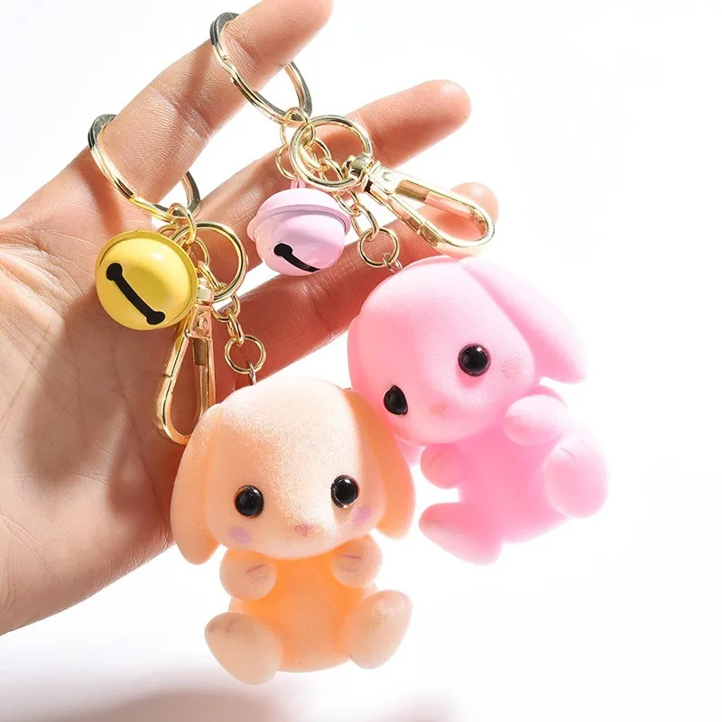 

Creative cartoon enamel flocking dog doll key chain pendant exquisite car Keyring girl activity gift