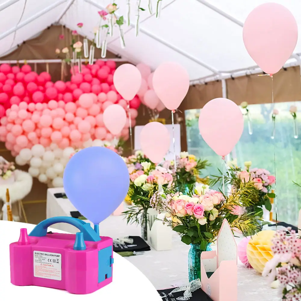 

Electric Balloon Air Pump Double Nozzle Automatic Inflator Balloon Air Blower Pump for Party Wedding Valentine's Day Decoration