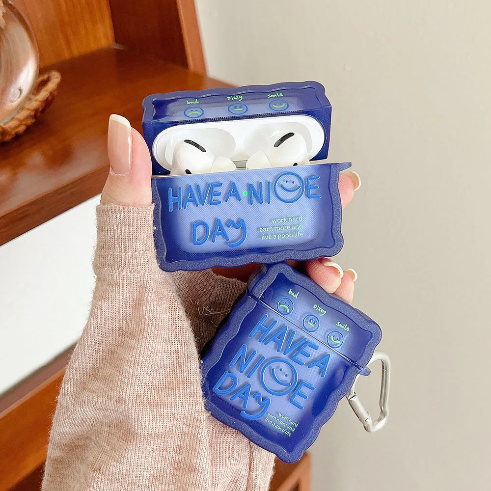 

Роскошный Синий Мягкий силиконовый чехол со смайликом для Airpods Pro Чехол для Airpods 1 2 3 Bluetooth наушники зарядное устройство защитный чехол